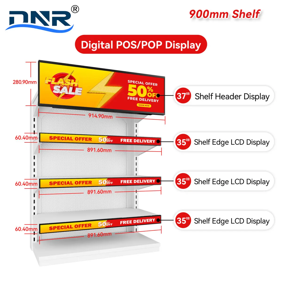 35inch Digital Shelf Edge LCD Display with Model-DXE350 - Image 2