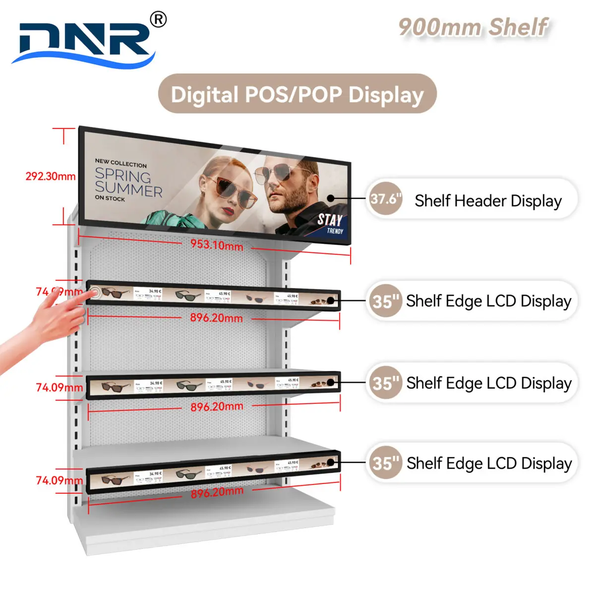 35inch P-CAP Touch Digital Shelf Edge LCD Display With Model-DXE350-CP - Image 2