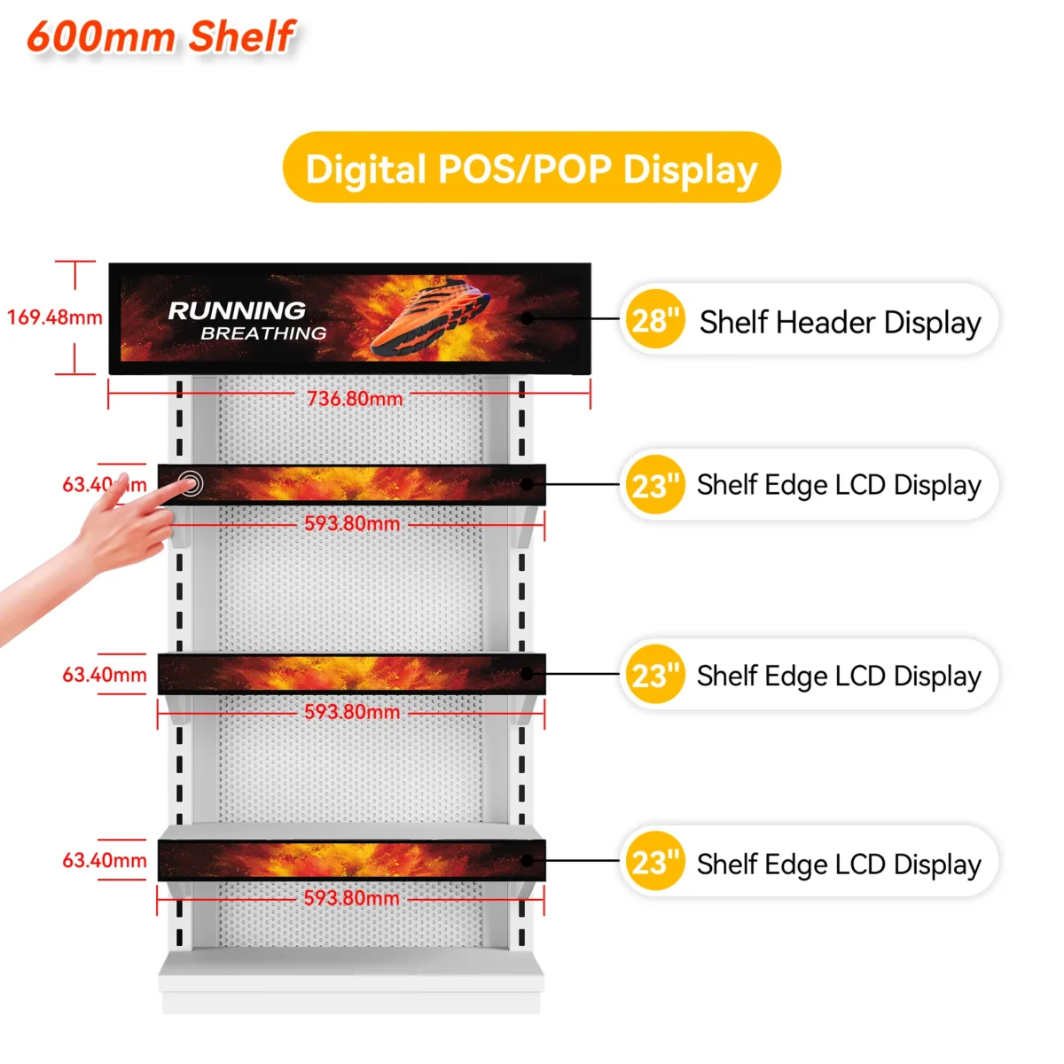 23.1inch In-cell Touch Digital Shelf Edge LCD Display with Model DCE231-IT - Image 4