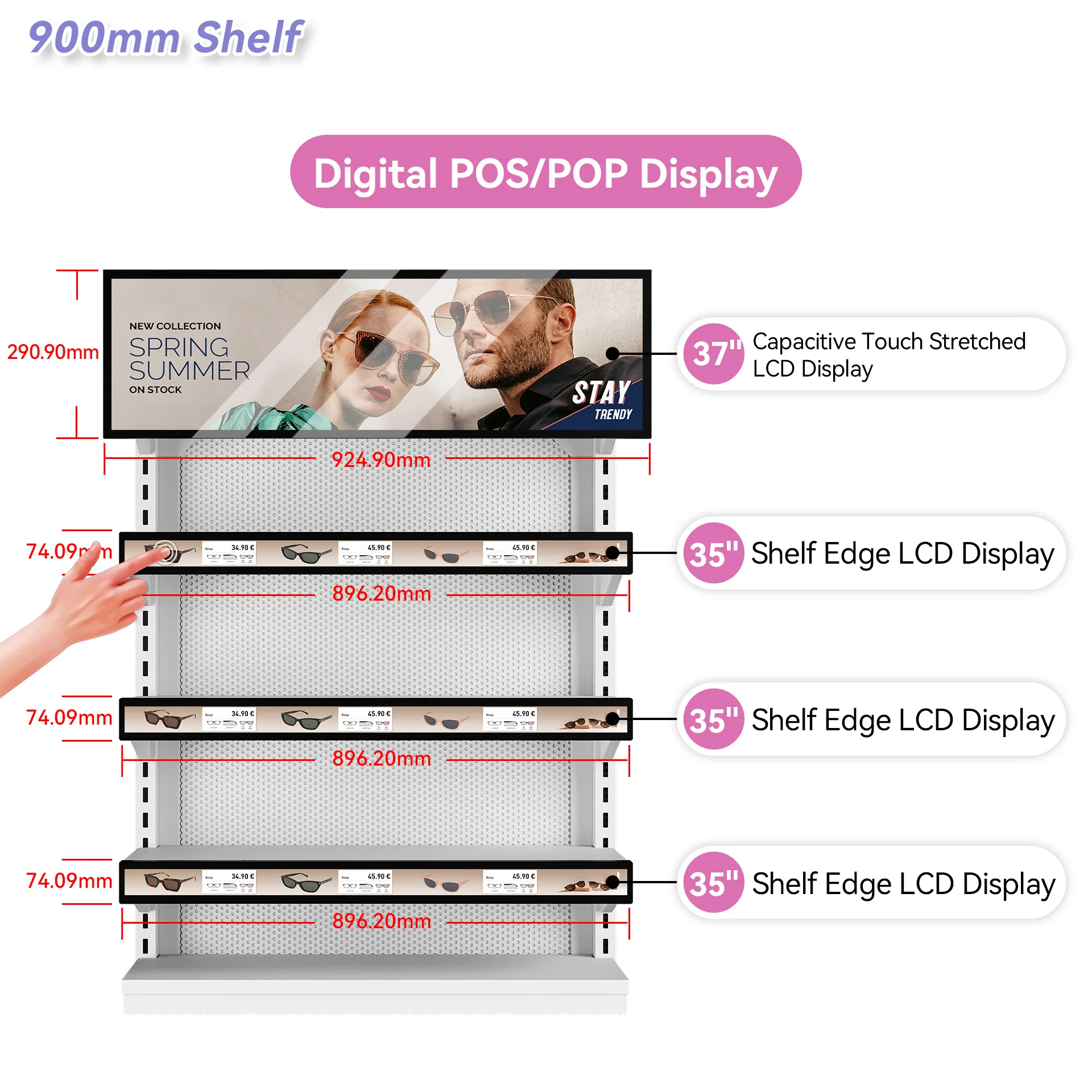 900mm with AI Digital Shelf Displays Solutions