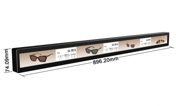 35 inch digital shelf lcd edge display with tempered film glass