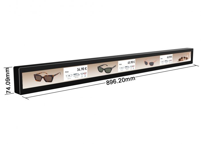 35 inch digital shelf lcd edge display with tempered film glass